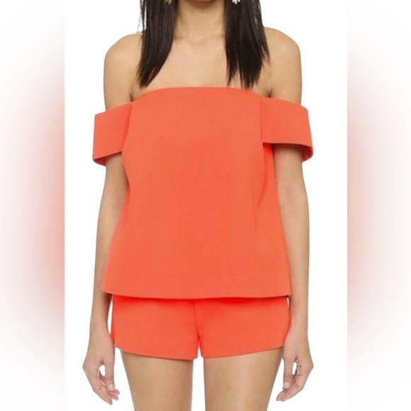C/MEO Collective Orange Off-Shoulder Romper. #159 - Picture 1 of 16
